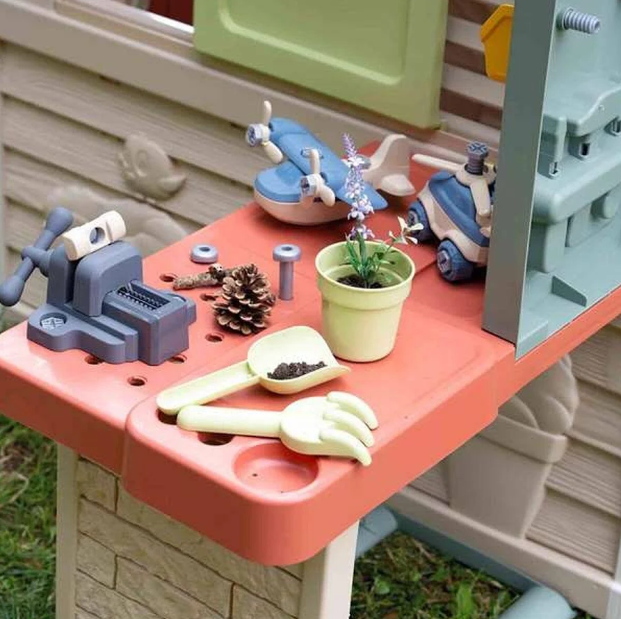 Smoby Life Nature Playhouse Workshop – Kids Outdoor Garden Playhouse with Tool Accessories